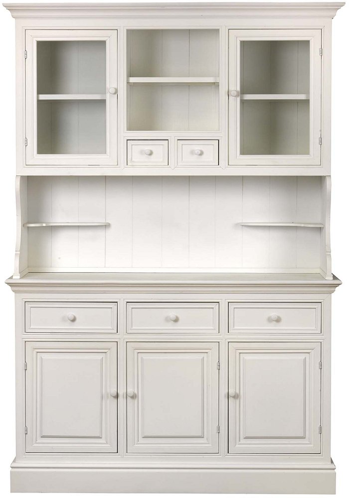 Mobile vetrina Nantes in legno bianco con 5 cassetti e 5 ante