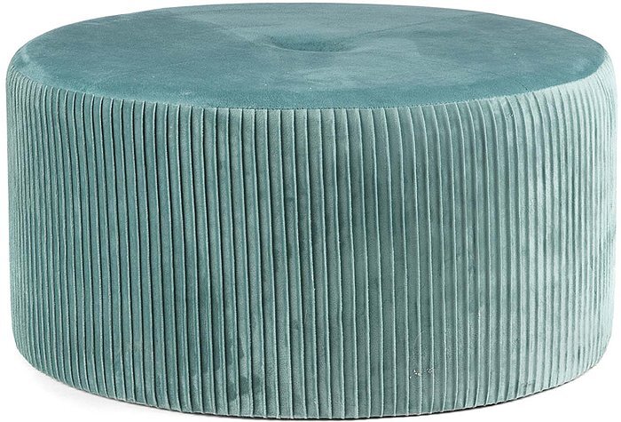 Pouf tondo in velluto verde salvia