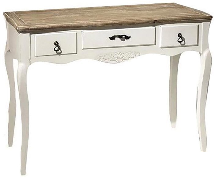 Consolle Country bianca con 3 cassetti