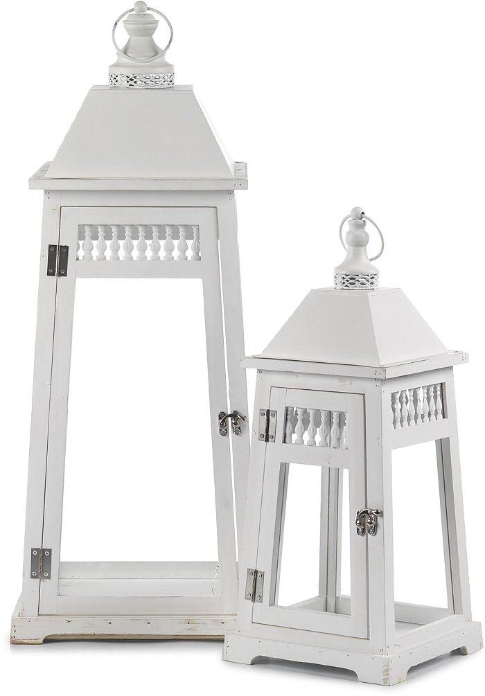 Set 2 lanterne bianche in legno