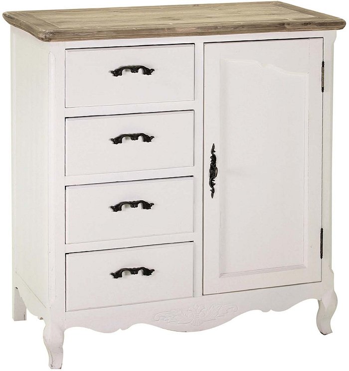 Mobile Country in legno con 1 anta e 4 cassetti