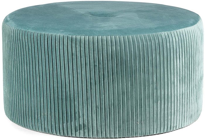 Pouf tondo in velluto verde salvia