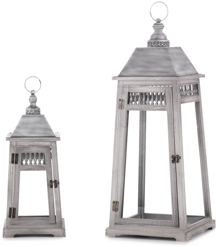 Set 2 lanterne shabby in legno