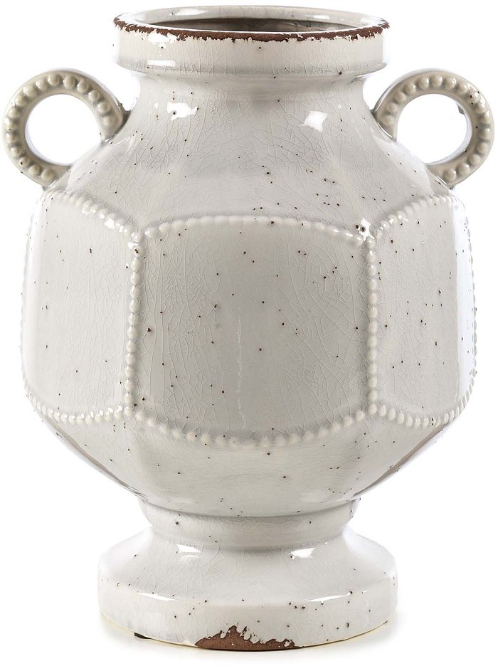 Anfora in ceramica bianca esagonale