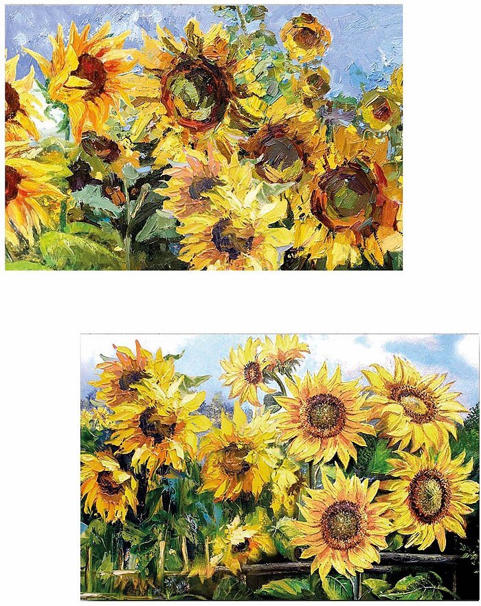 Quadro in legno dipinto Girasoli