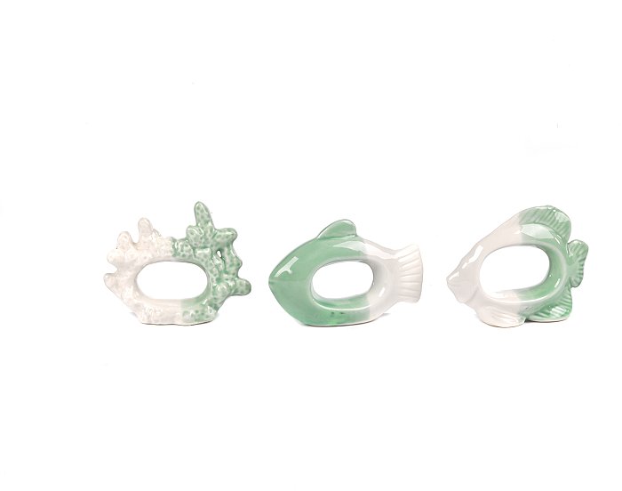 Set 6 portatovaglioli in ceramica verde