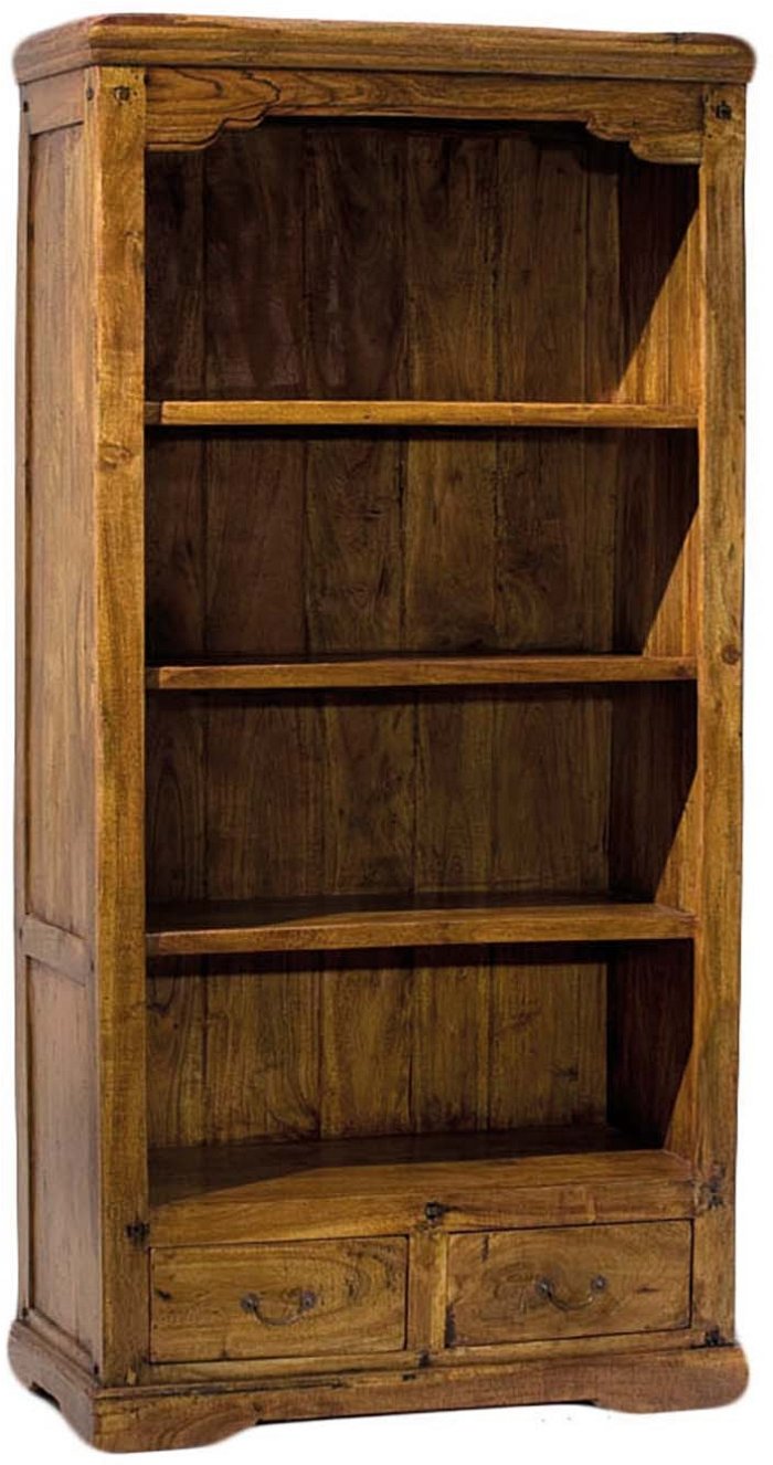 Mobile libreria Acacia anticato con 2 cassetti + 4 piani