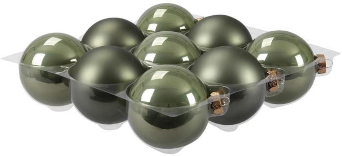 Confezione sfere di vetro verde lucido/opaco
