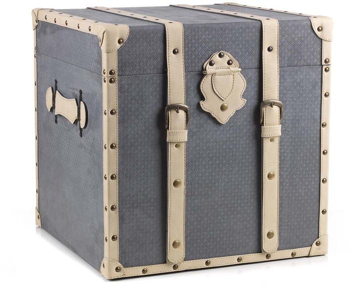 Baule ecopelle e velluto azzurro