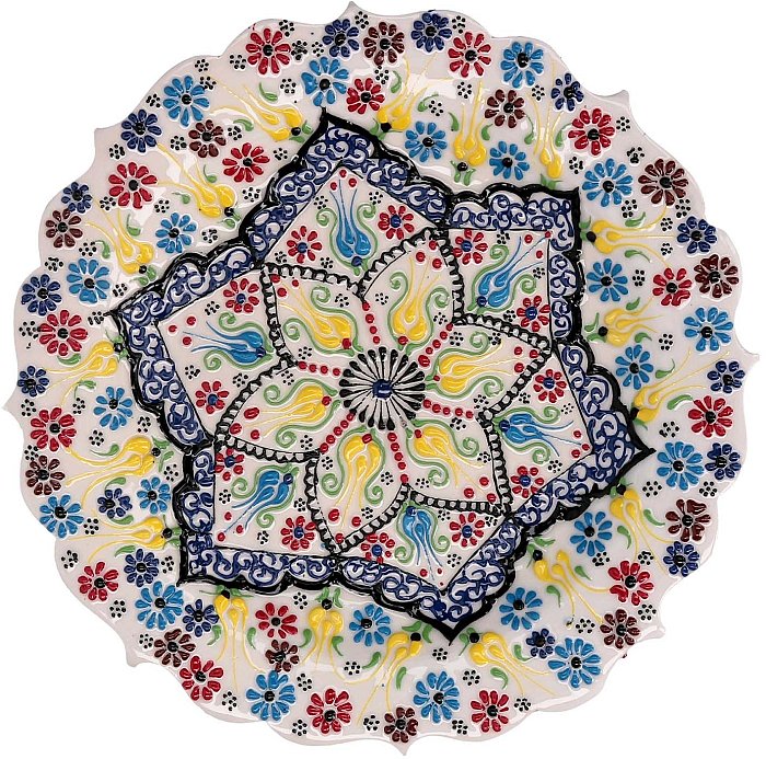 Piatto decorativo bianco in ceramica