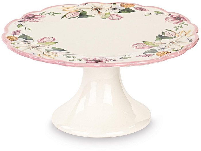 Alzata con fiori in ceramica dolomite
