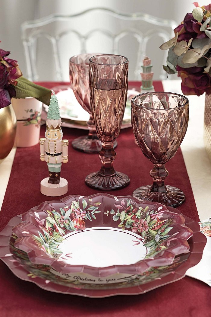 Confezione 8 piatti fondi Cherry Christmas