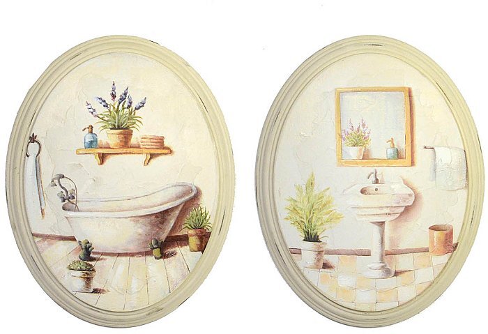 Quadro ovale in legno bagno
