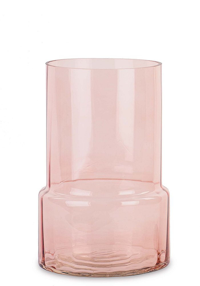 Vaso righe in vetro rosa