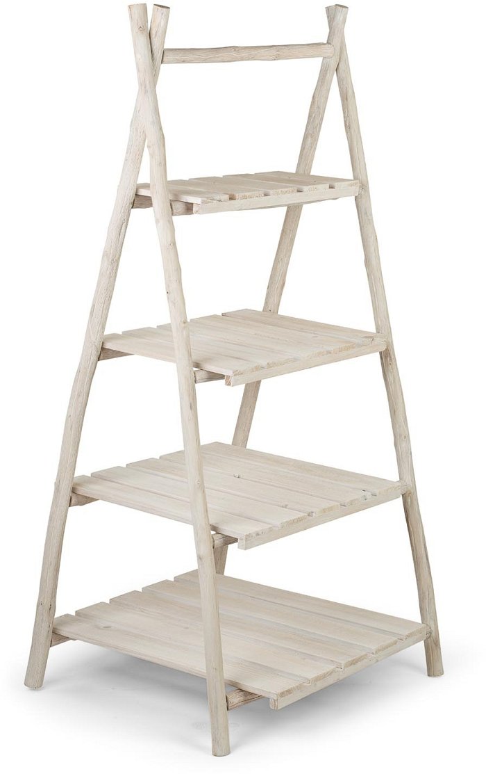 Scaffale in legno sbiancato con 4 ripiani