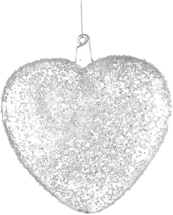 Cuore di vetro goffrato trasparente