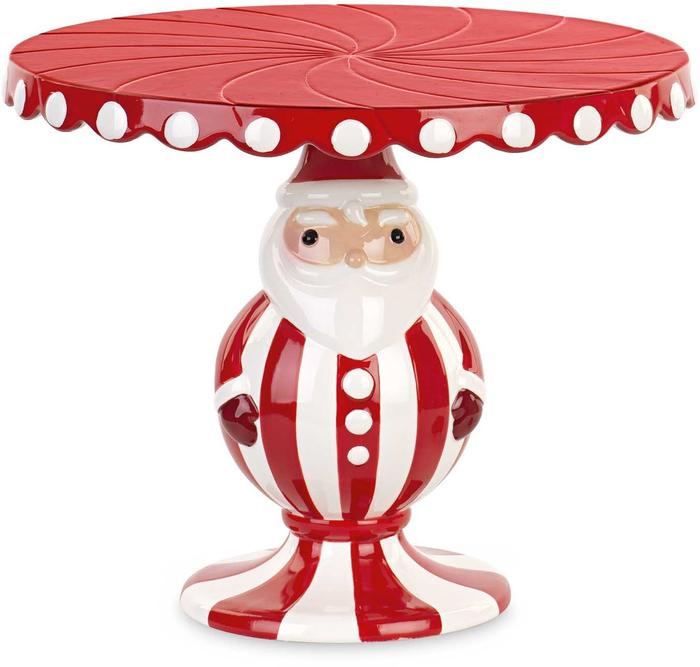 Alzata in ceramica babbo natale bianco/rossa
