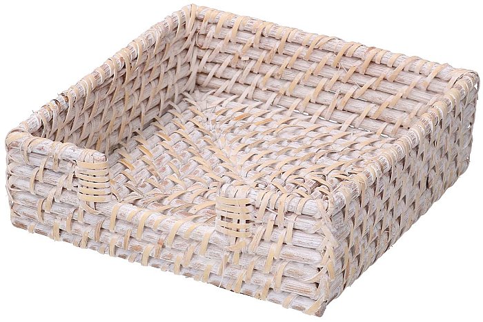 Portatovaglioli rattan Algarve sbiancato quadrato