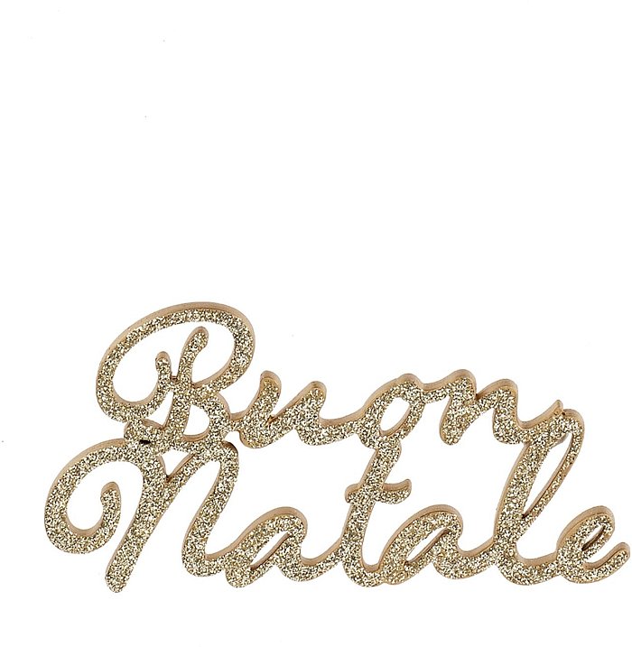 Scritta Buon Natale oro glitter in legno