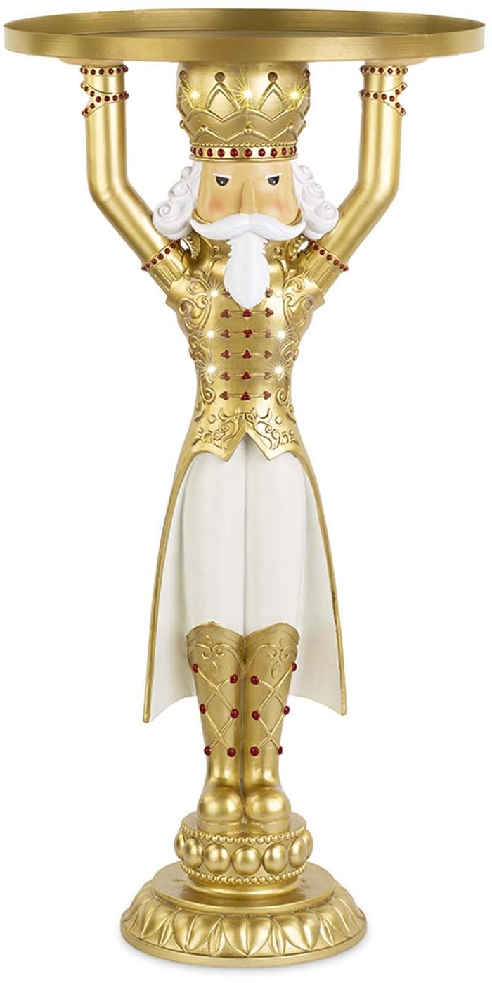 Schiaccianoci bianco/oro in poliresina con vassoio e led