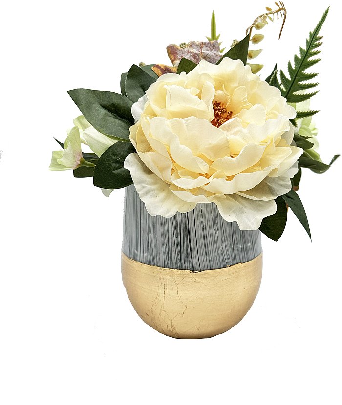 Composizione Floreale Media Zero con Vaso in Vetro
