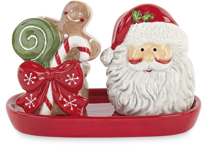 Set Sale e Pepe in Ceramica Babbo Natale con Piattino