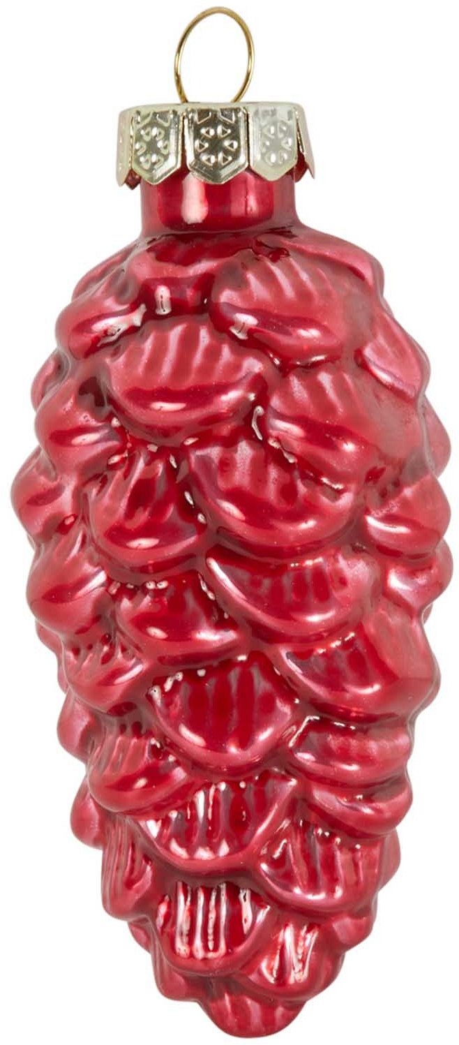 12 Pignette in Vetro Colorato Appendibili colore Rosso Carminio Perlato