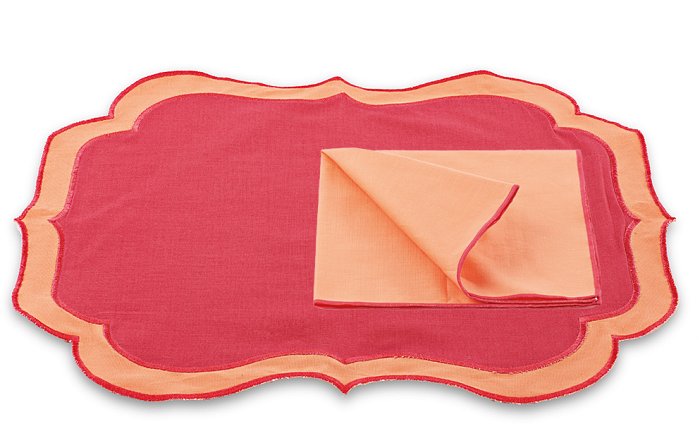 Set Tovaglietta e Tovagliolo Fucsia/Arancione Toile