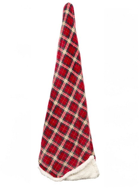 Plaid Scozzese Rosso con Interno Bianco 130x160 cm