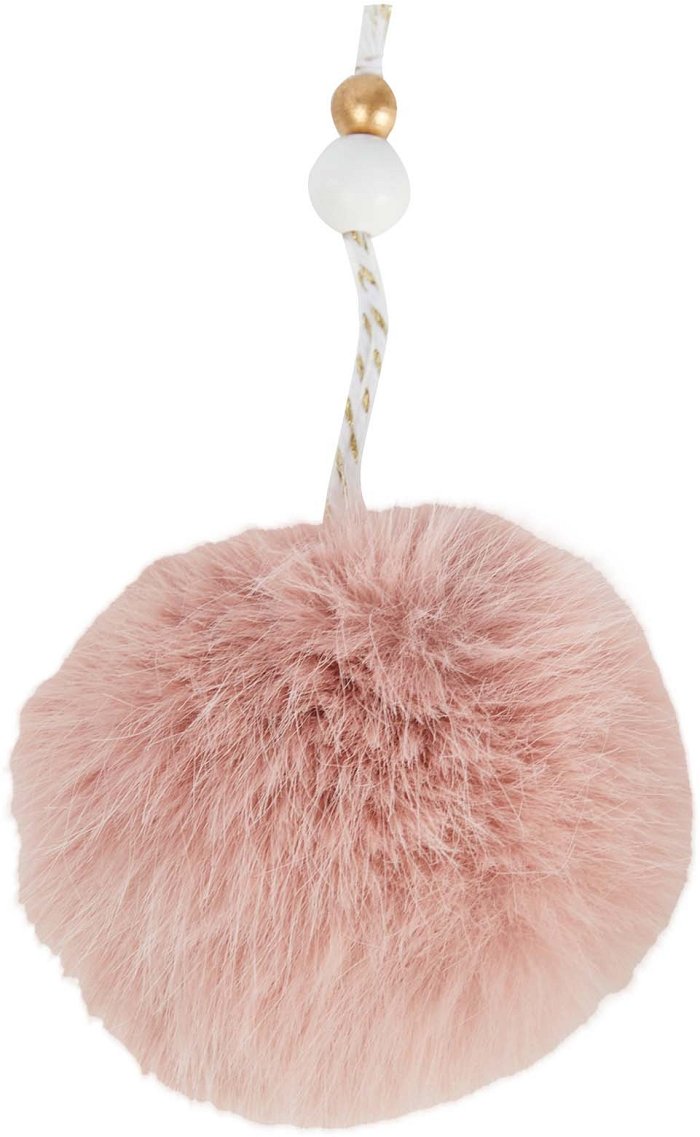 Confezione 6 Sfere in Pelliccia Rosa con Cordino Ø 10 cm