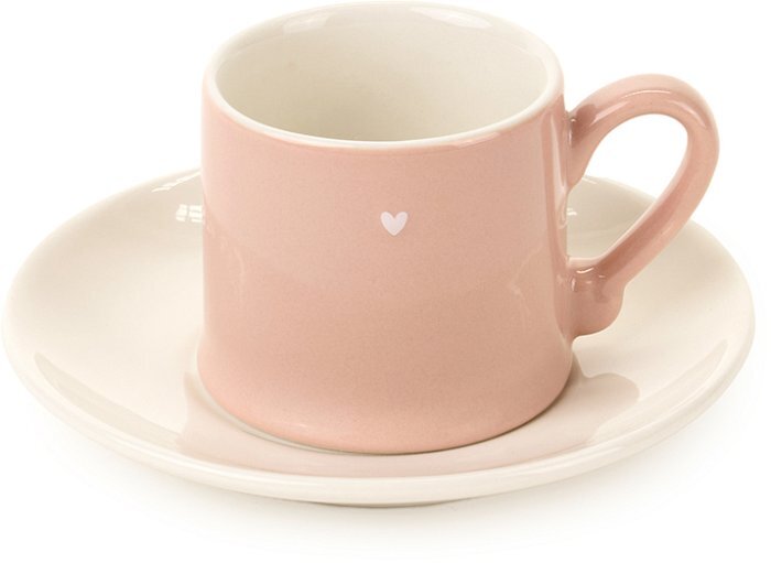Set 2 Tazzine Espresso Rosa Cuoricino con Piattino