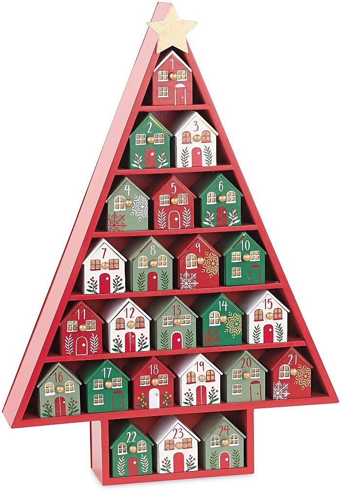 Calendario dell'Avvento Albero di Natale in Legno con Led