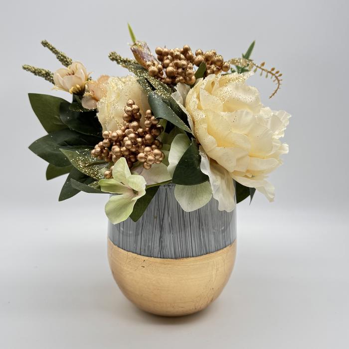 Composizione Floreale Media Zero con Vaso in Vetro