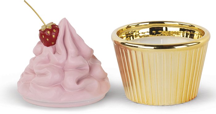 Candela Gelato Rosa con Fragola In Resina e Ceramica