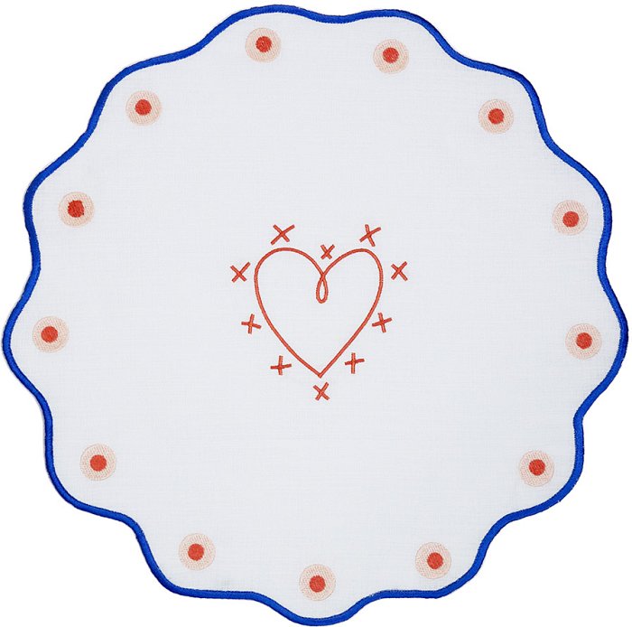 Tovaglietta in Lino Ricamata Cuore