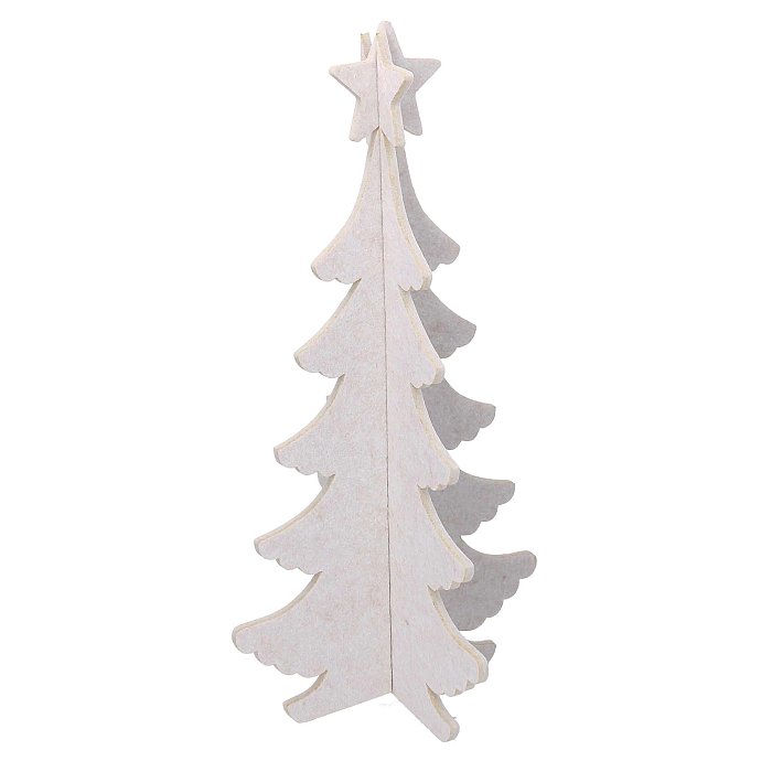 Albero Grande in Feltro Bianco con Puntale Stella