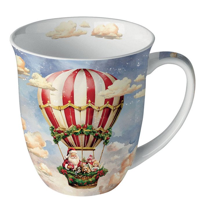 Mug 0,4 L .Tea in Ceramica Santa's Air Balloon