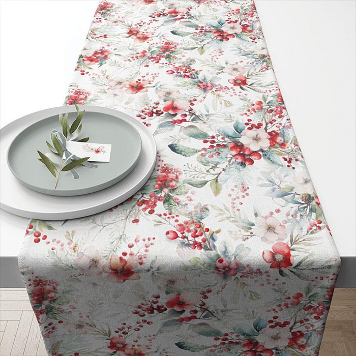 Table Runner 100% Cotone Winter Berries