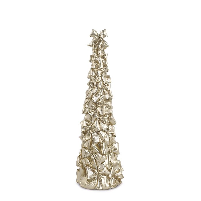 Albero Grande a Cono con Fiocchi Champagne in Resina