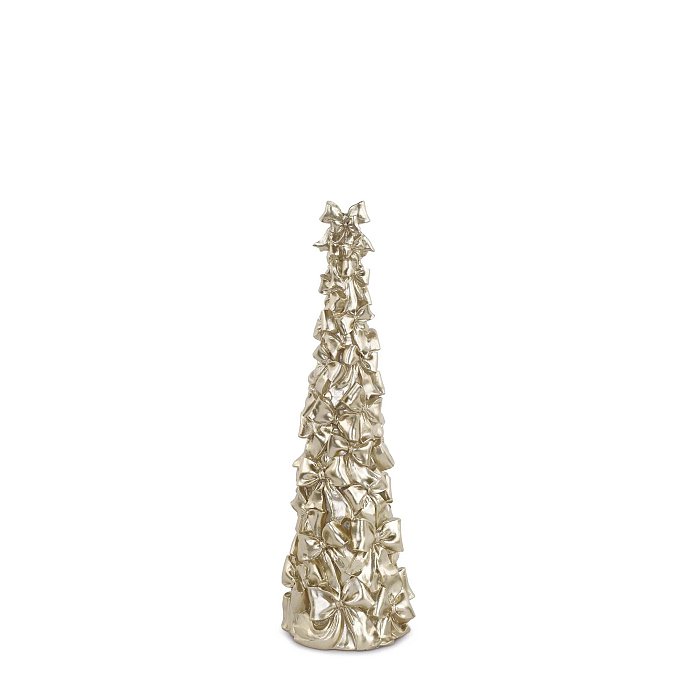Albero Piccolo a Cono con Fiocchi Champagne in Resina