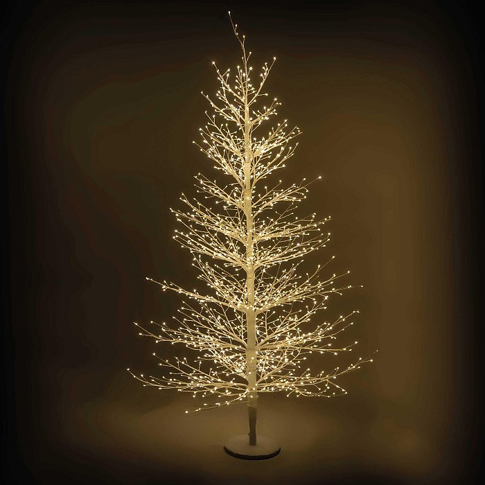 Albero Medio in Metallo Bianco con 1940 Led Flashing a Luce Calda