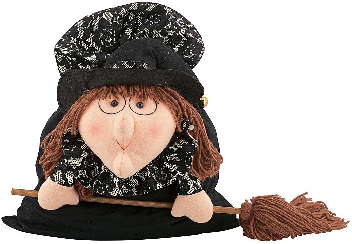 Sacco Befana in Tessuto Nero con Pizzo h 50 cm