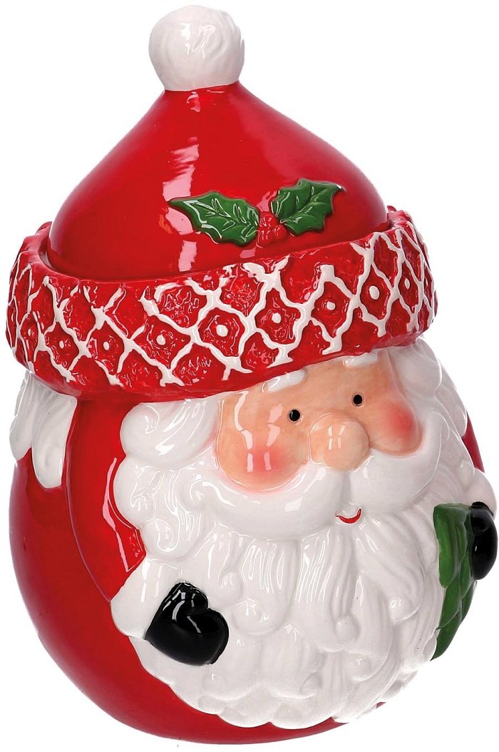 Barattolo in ceramica Babbo Natale bianco/rosso