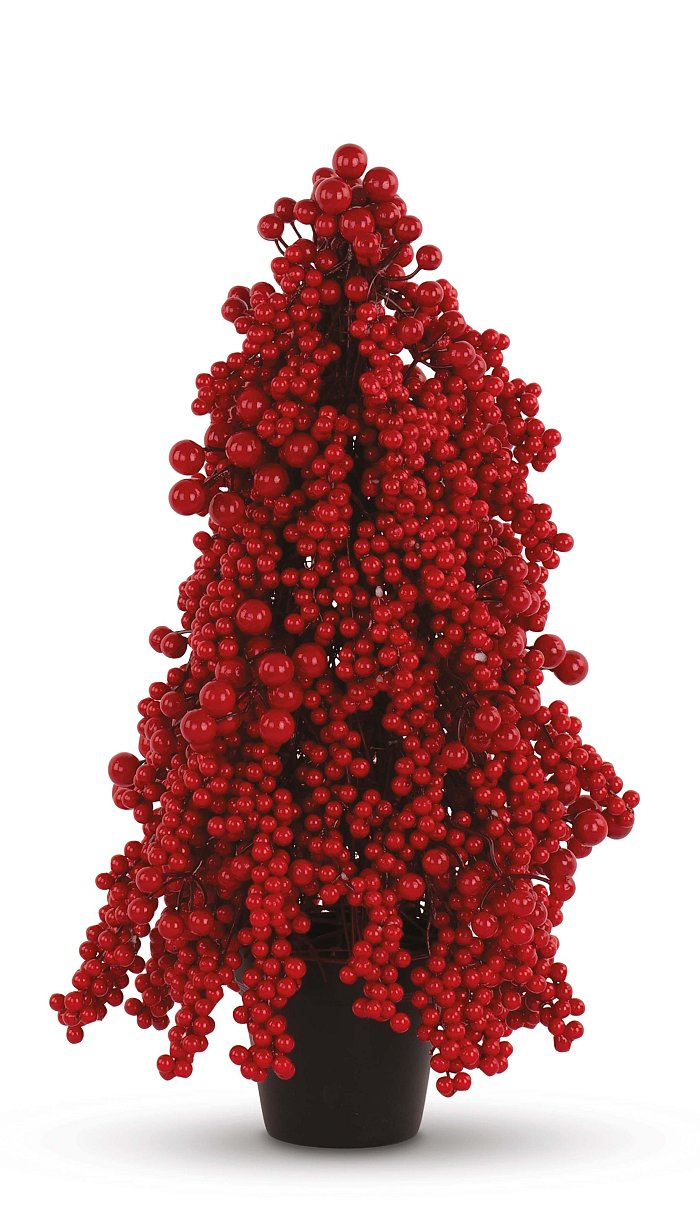 Albero Medio a Cono con Bacche Rosse in Vaso