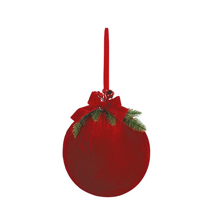 Sfera Grande in Velluto Rosso con Fiocco Pino e Campanellino